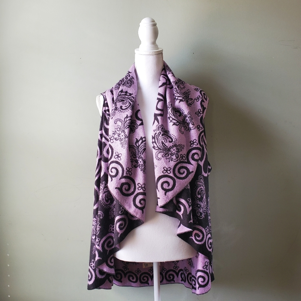 Pashmina 100% Cashmere Floral Paisley Pattern Cardigan Sweater Vest One …